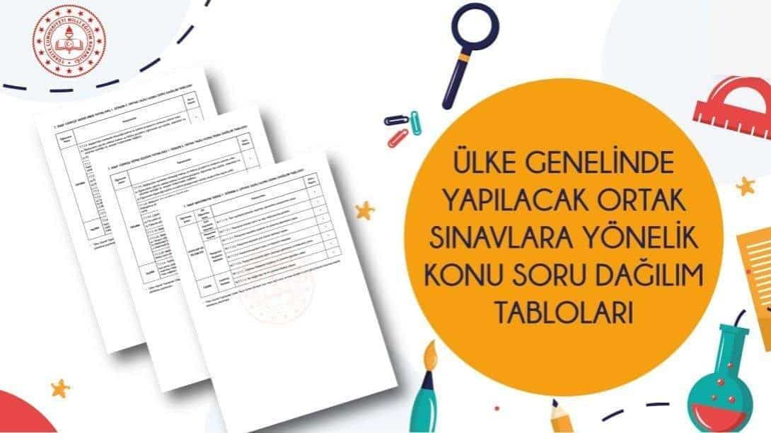 ÜLKE GENELİNDE 7. SINIFLAR İÇİN YAPILACAK ORTAK SINAVLARA YÖNELİK KONU SORU DAĞILIM TABLOLARI YAYIMLANDI